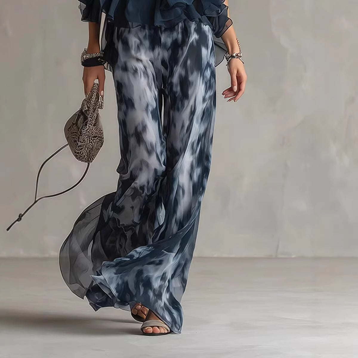 Floral Print Sleeveless Top and Wide-Leg Pants Set