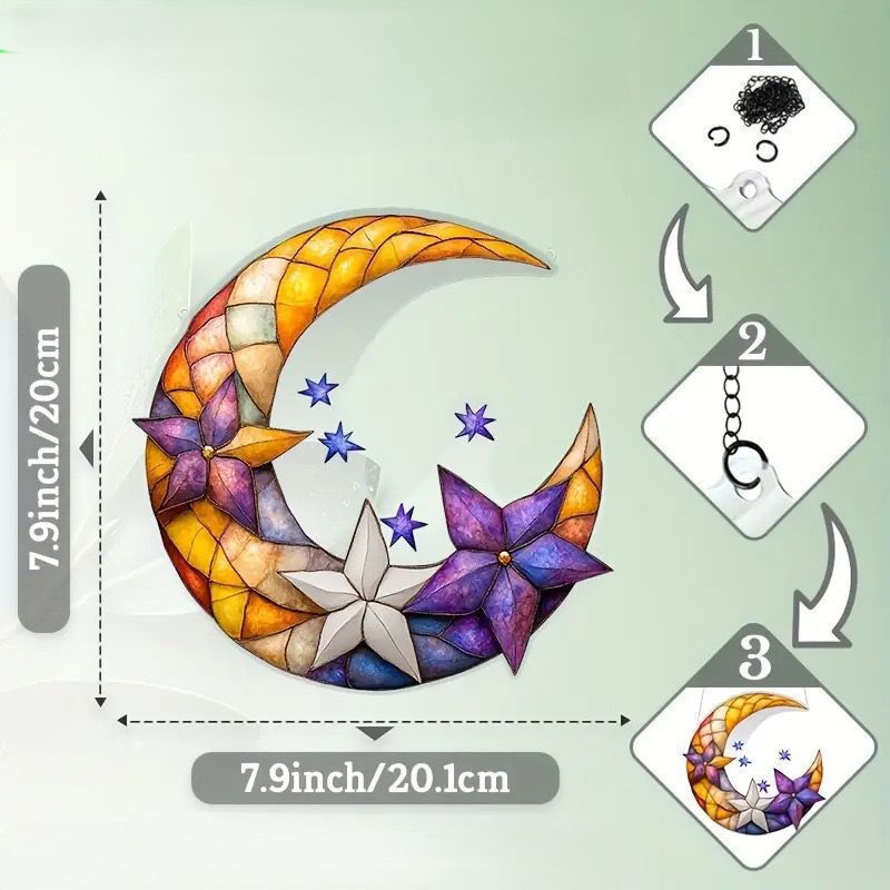 Acrylic Sun Catcher Moon Decorative Hanging Ornament