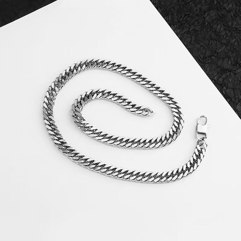 Double-woven necklace, sterling silver, for men