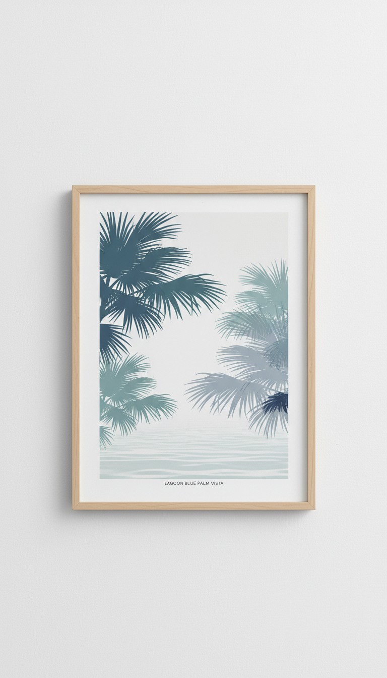 Lagoon Blue Palm Vista Print