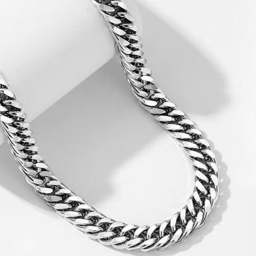 Double-woven necklace, sterling silver, for men