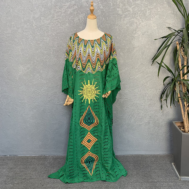 Womens Hollow Embroidery Cotton Dress