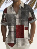 Summer European and American Printed Short-Sleeved Shirt Men's Loose Large Size Casual Lapel Shirt Top