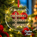 Personalized Name Wordoku Glass Ornament – Custom English Letter Sudoku Christmas Tree Decoration