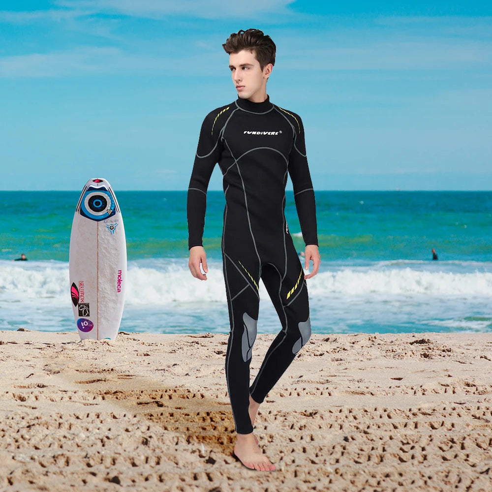 Premium Neoprene Wetsuit 3mm Men Scuba Diving Thermal Winter Warm Wetsuits Full Suit Swimming Surfing Kayaking Equipment Black