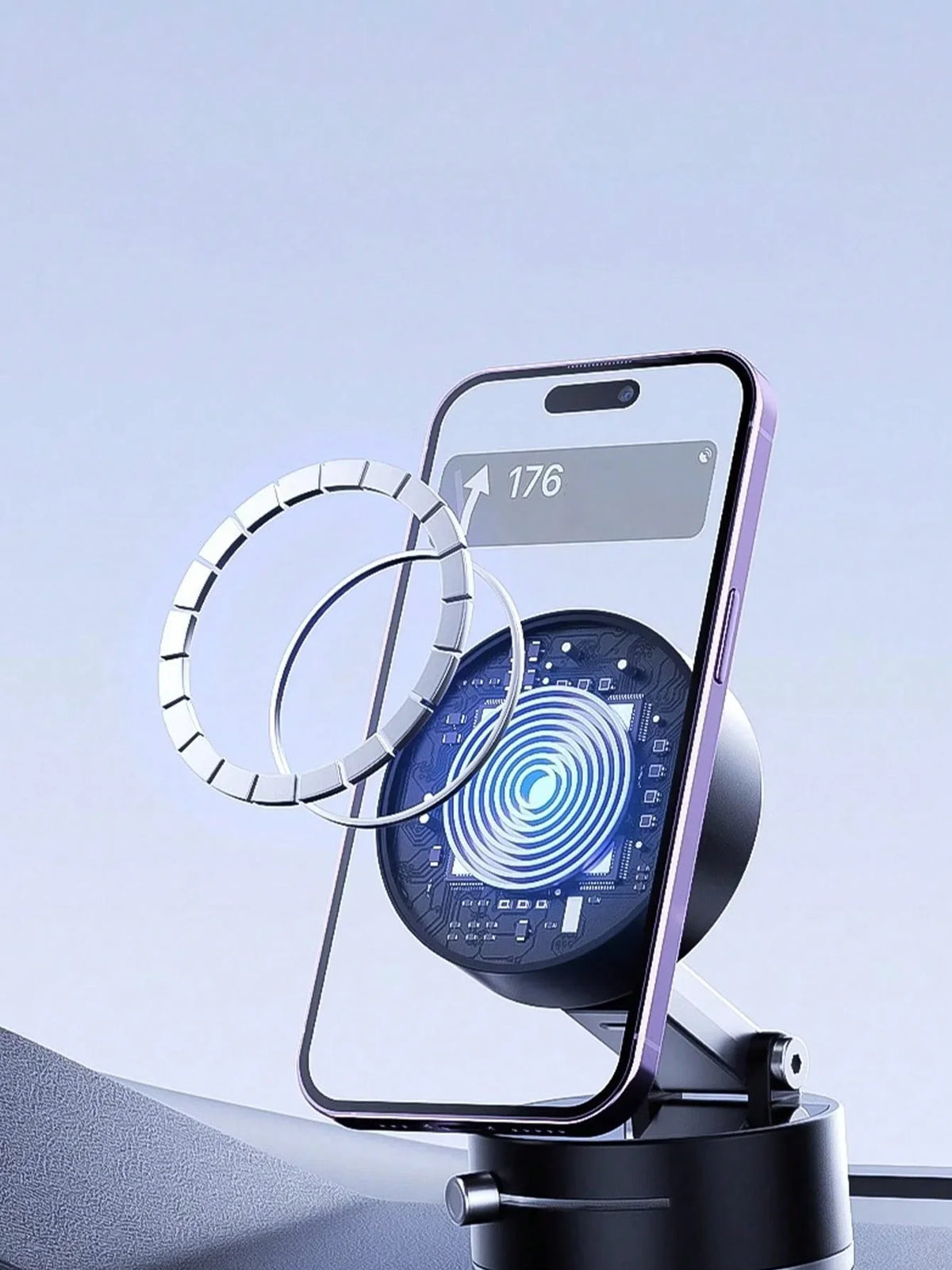 Universal Vacuum Magnetic Car Phone Holder – Foldable & 360° Rotatable, Damage-Free Installation