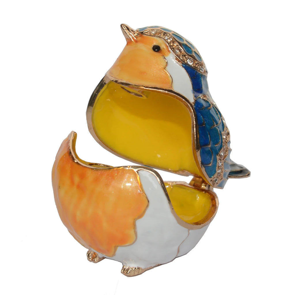 Enameled Jeweled Robin Bird Trinket Jewelry Box Bird Decoration Ring Holder