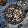 Black Wooden Pendulum Board  Laser Engraved Tarot Sun and Moon Motifs Dowsing Divination Plate Witchs Altar Supplies Home Decor
