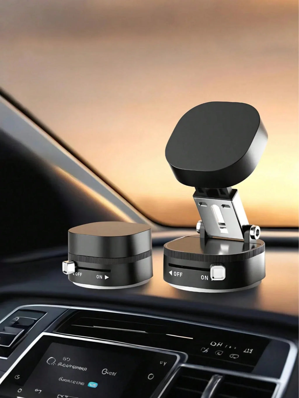 Universal Vacuum Magnetic Car Phone Holder – Foldable & 360° Rotatable, Damage-Free Installation