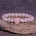 1pcs Natural Stone Bead Bracelet with Amethyst, Rose Quartz, Tiger's Eye and Heart-shaped Beads