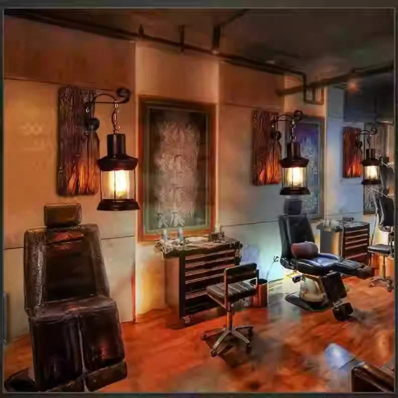 American Retro Industrial Style  Solid Wood Creative Personality Bar Nostalgic Cafe Restaurant Boat Wood Decorative Wall Lamp