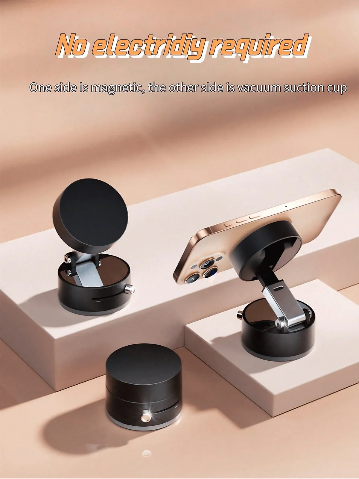Universal Vacuum Magnetic Car Phone Holder – Foldable & 360° Rotatable, Damage-Free Installation