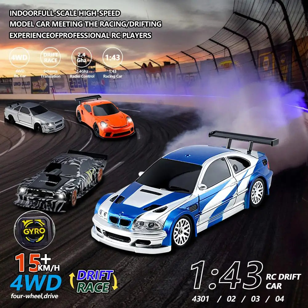 Upgraded Gyro 1/43 RC Drifting Car Racing RTR 4WD High Speed Radio Control Model 2.4G Drift Race Vehicle Mini Gifts