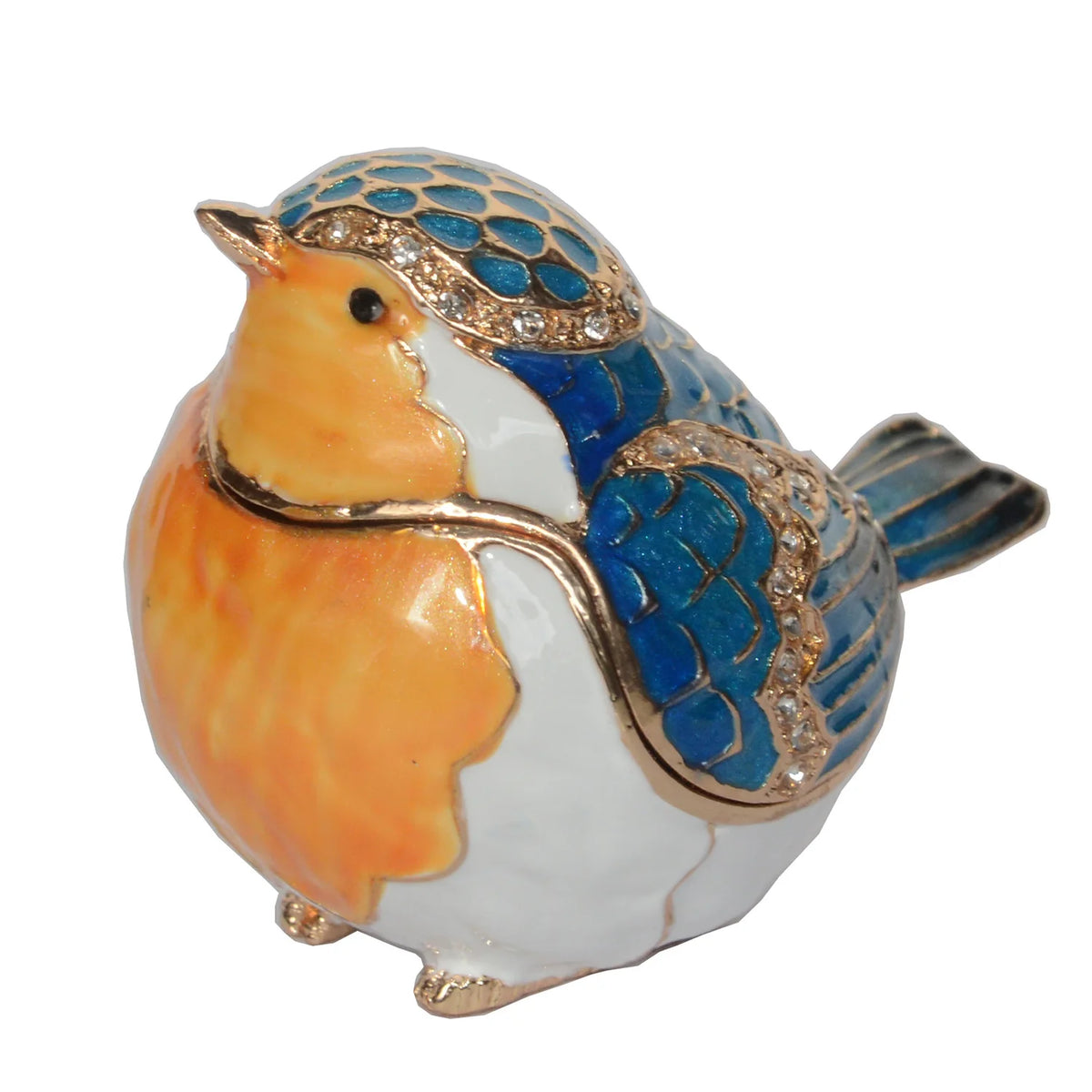 Enameled Jeweled Robin Bird Trinket Jewelry Box Bird Decoration Ring Holder