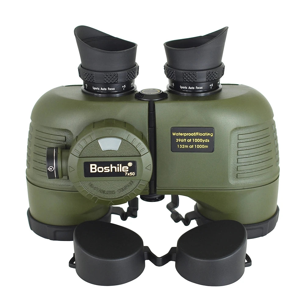 Profissional Telescope Boshile 7x50 Compass Binoculars Waterproof Floating HD Bak4 Powerful Nitrogen NavigatioHiking Hunting