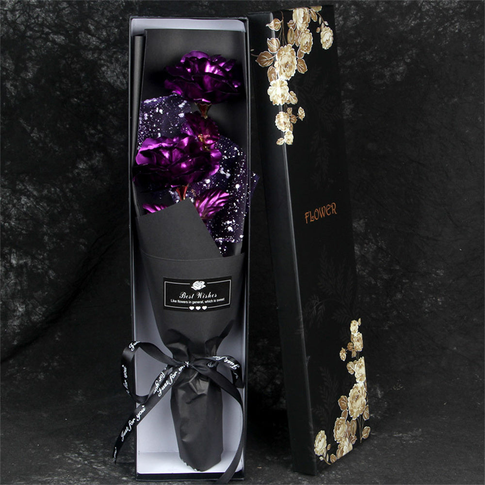 Gold Foil Roses Colorful Rose Bouquet Artificial Forever Flowers Valentine's Day Gifts for Lover