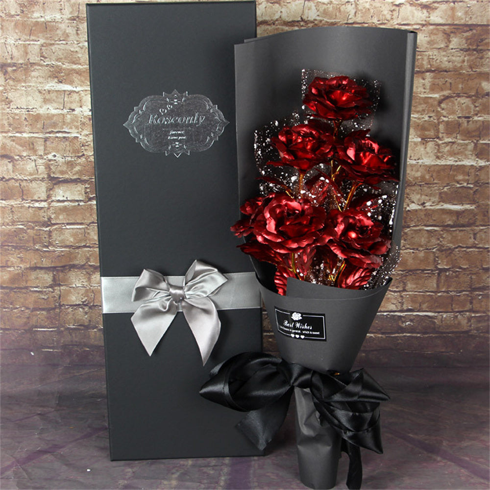 Gold Foil Roses Colorful Rose Bouquet Artificial Forever Flowers Valentine's Day Gifts for Lover