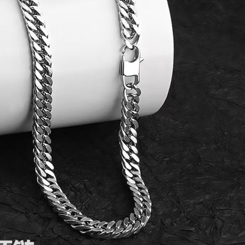Double-woven necklace, sterling silver, for men
