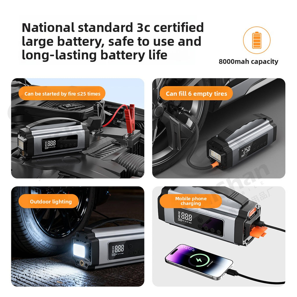 Multifunctional Car Tire Inflator and Jump Starter