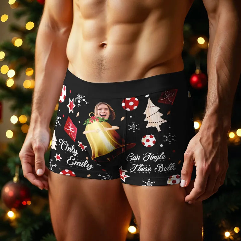 Personalized Face Boxer Only Can Jingle These Bells without Custom Belt Text Men Underwear Christmas Gift Personalized Photo Valentines Gift