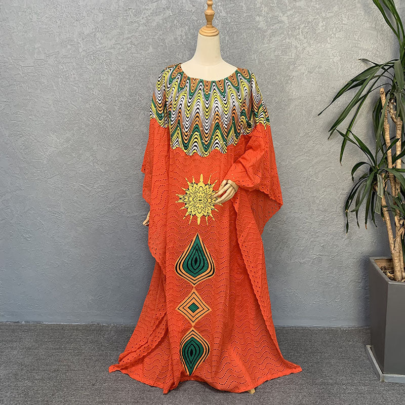 Womens Hollow Embroidery Cotton Dress