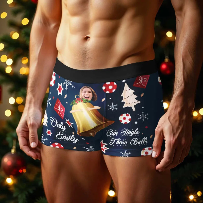 Personalized Face Boxer Only Can Jingle These Bells without Custom Belt Text Men Underwear Christmas Gift Personalized Photo Valentines Gift
