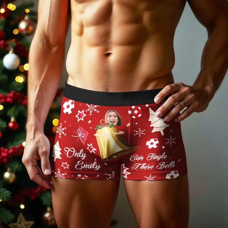 Personalized Face Boxer Only Can Jingle These Bells without Custom Belt Text Men Underwear Christmas Gift Personalized Photo Valentines Gift