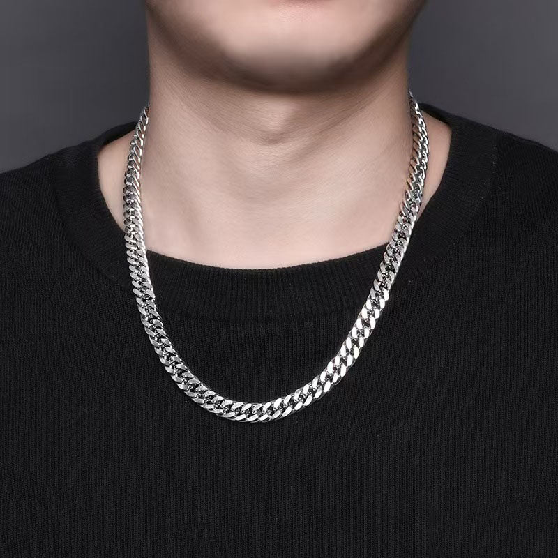 Double-woven necklace, sterling silver, for men