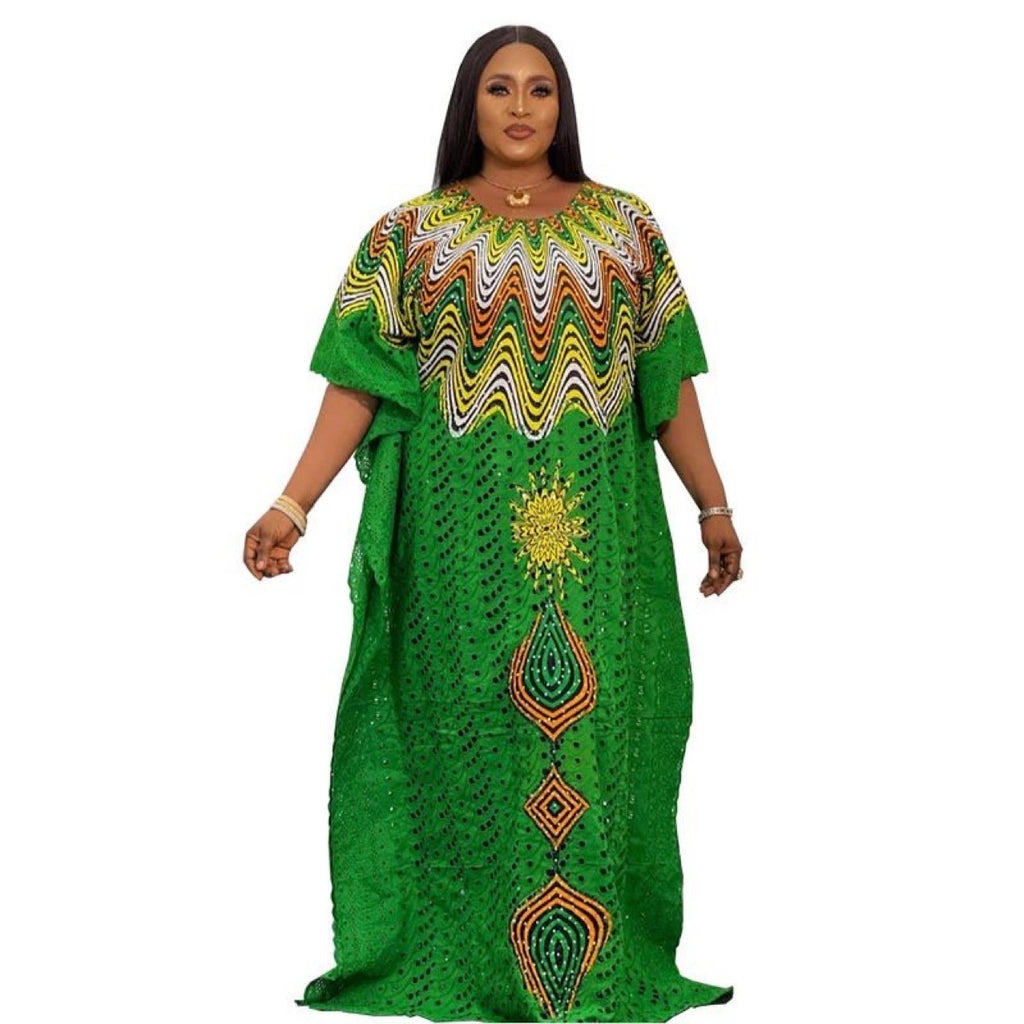 Womens Hollow Embroidery Cotton Dress